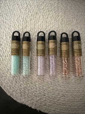 Pastel Glass Seed Beads Set - Mint, Lavender, Rose Gold